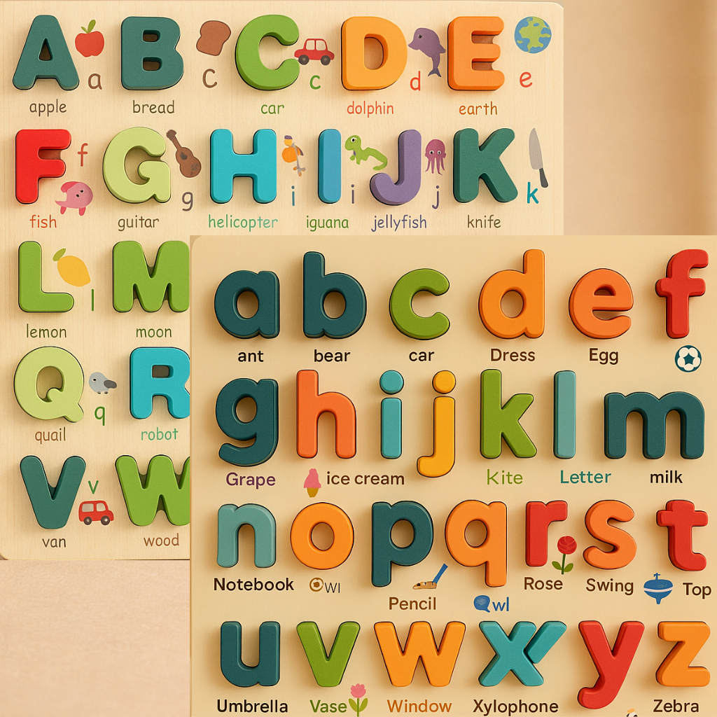 Wooden 3D Alphabets And Numbers Jumbo Sorting Boards