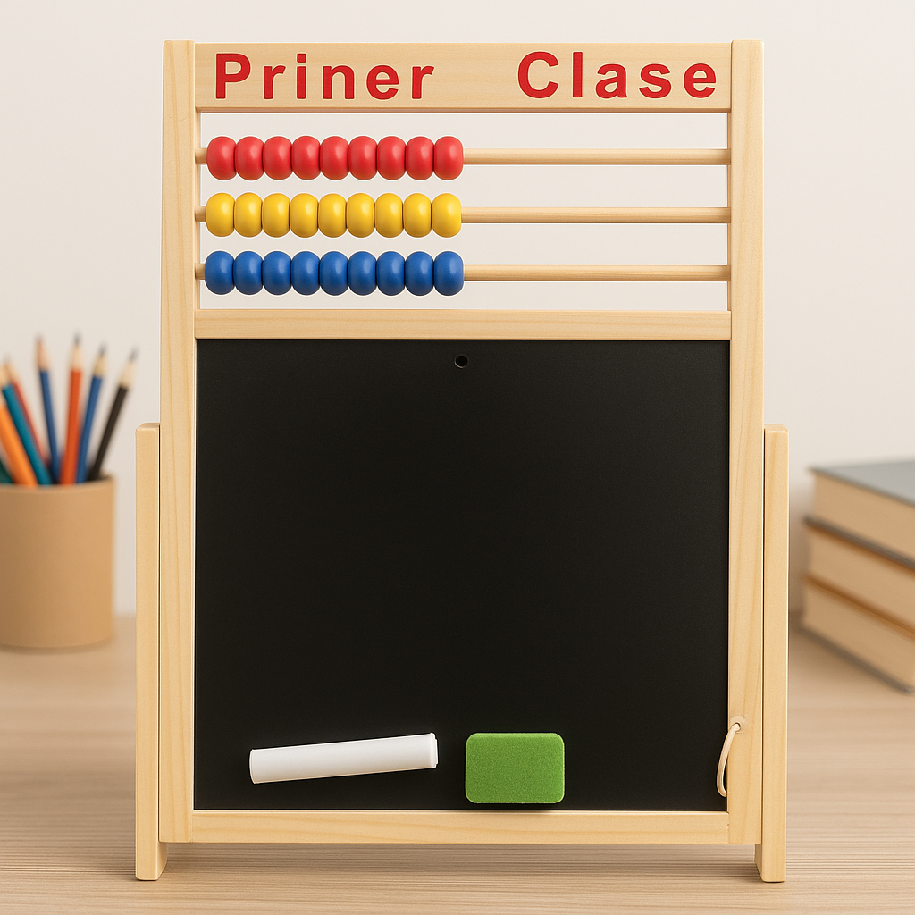 Wooden Magnetic White & Black Board Stand With Abacus