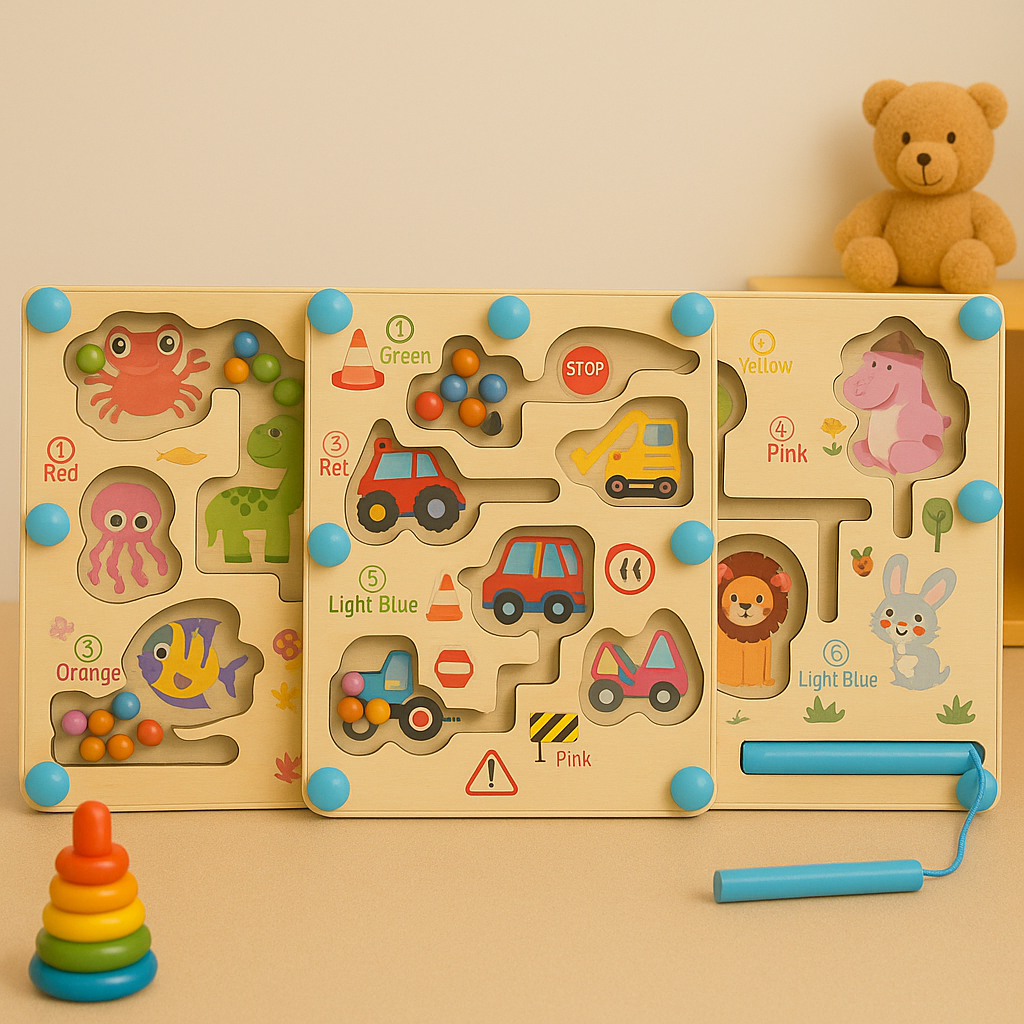 Wooden magnetic Beans Sorting Maze Board