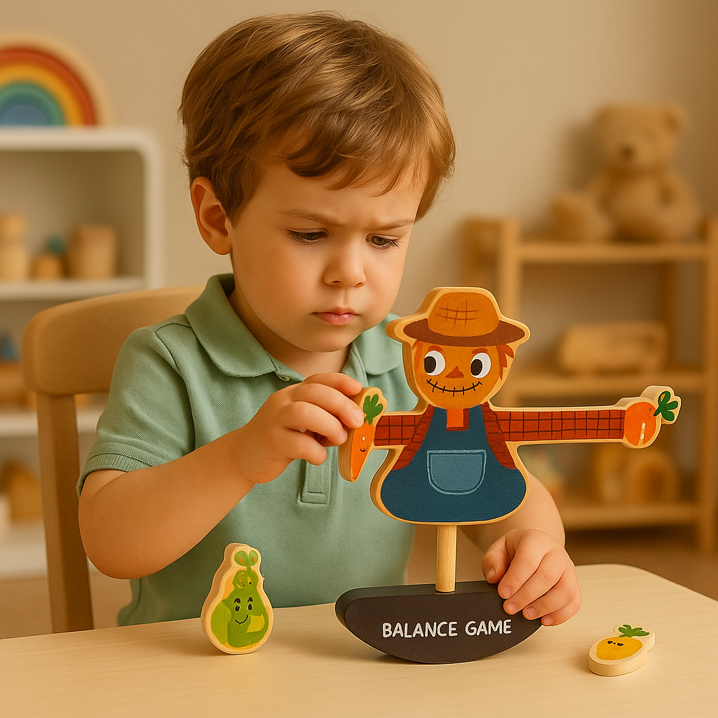 Wooden Montessori Balancing Game With Lacing Activity