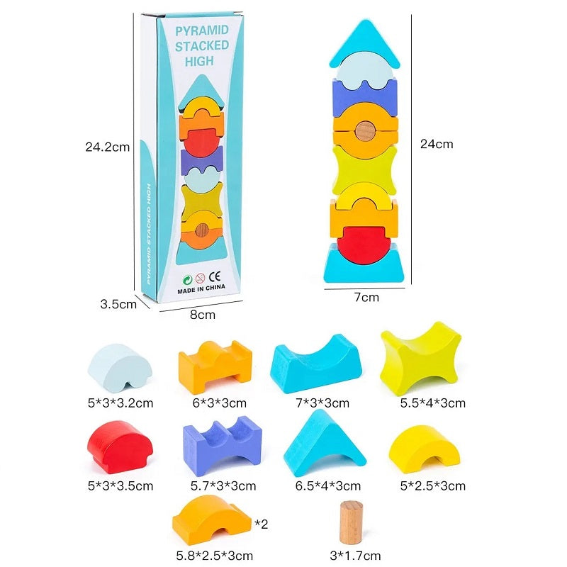 Wooden Pyramid Stacking & Balancing Building Blocks