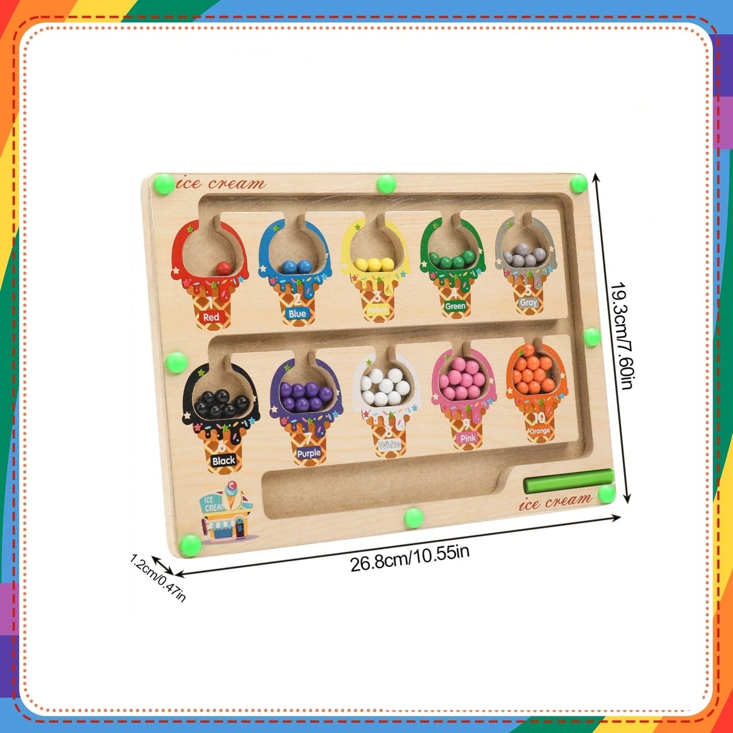 Wooden Magnetic Color & Number Sorting Beans Maze Game