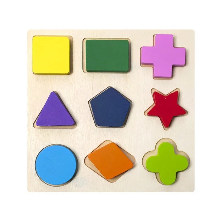 Wooden Multicolour Geometric Shapes Puzzle Sorting Board