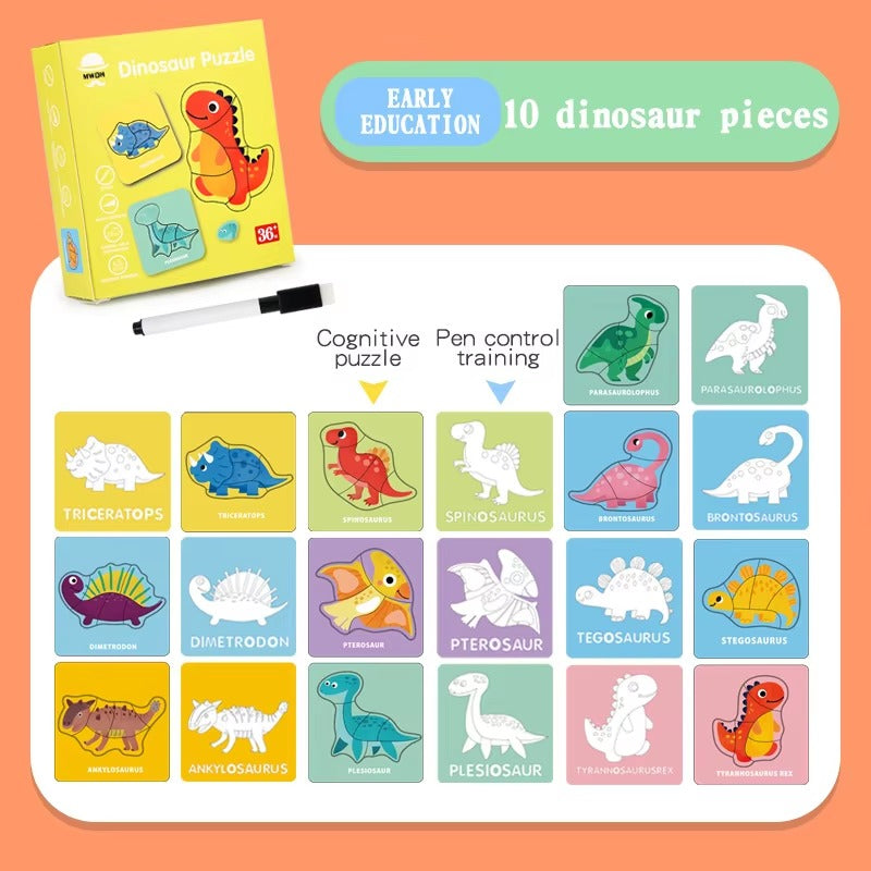 Wooden Multifunctional Animals Jigsaw Puzzle With Sketching Activity