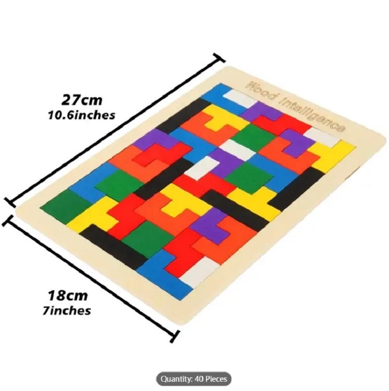 Wooden Tetris Jigsaw Puzzle Board