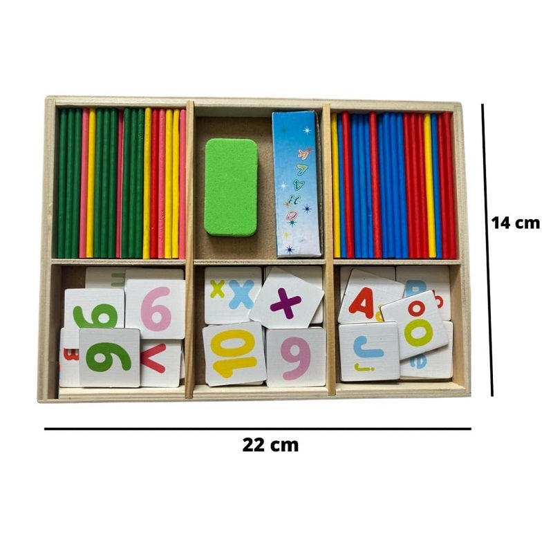Wooden Multifunction Maths Leaning Box With Black Board