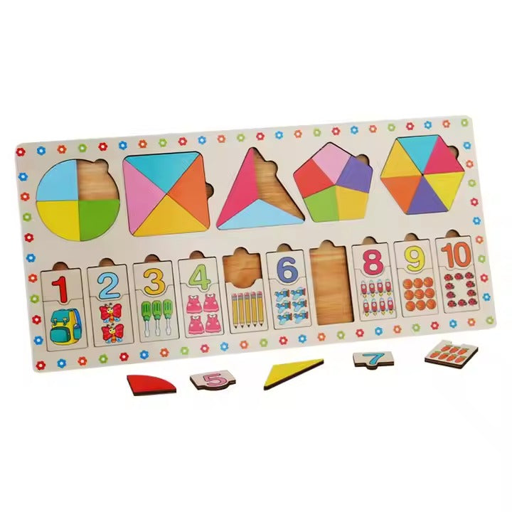 Wooden Montessori 3 in 1 Puzzle Sorting Board