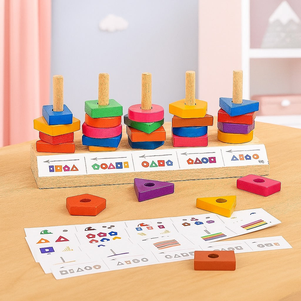 Wooden Geometric Shapes Matching Mind Sharpening Game