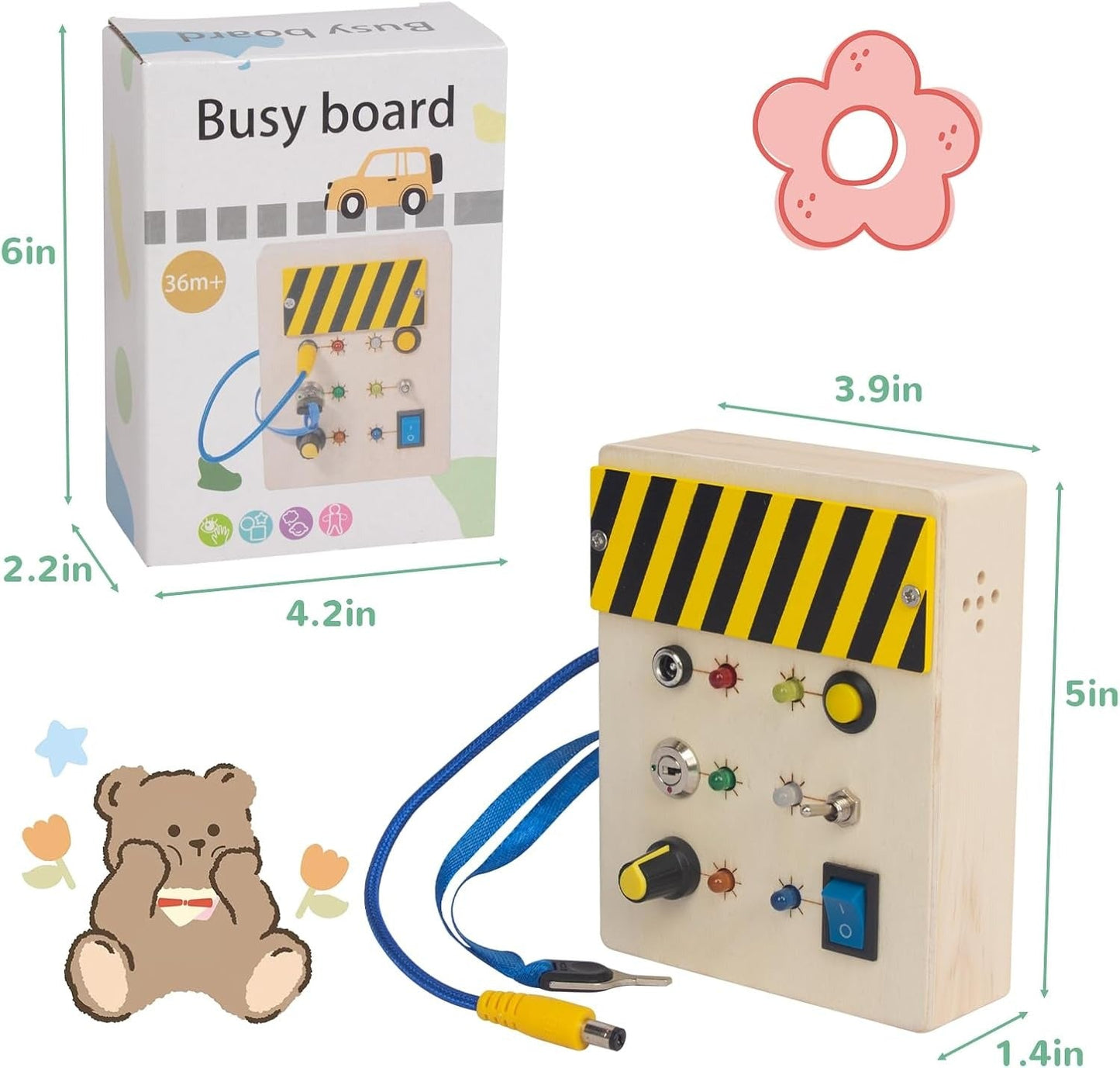 Wooden Montessori Busy Box With Sound & Lights