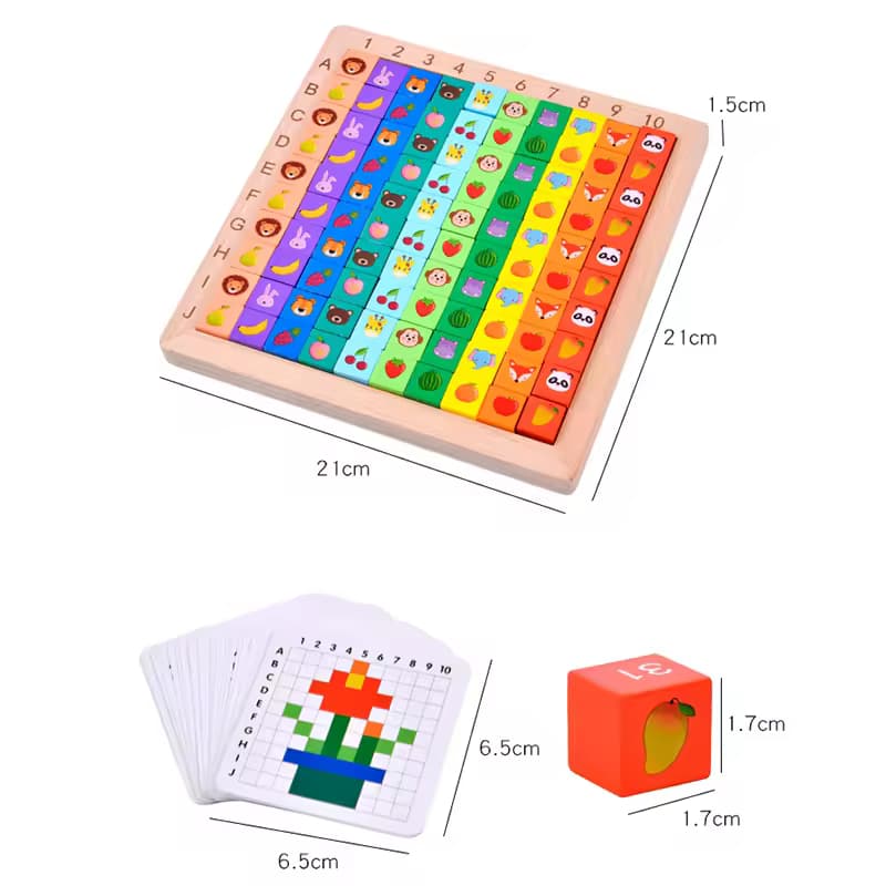 Wooden Multifunctional Building Blocks Puzzle Board With Flash Cards
