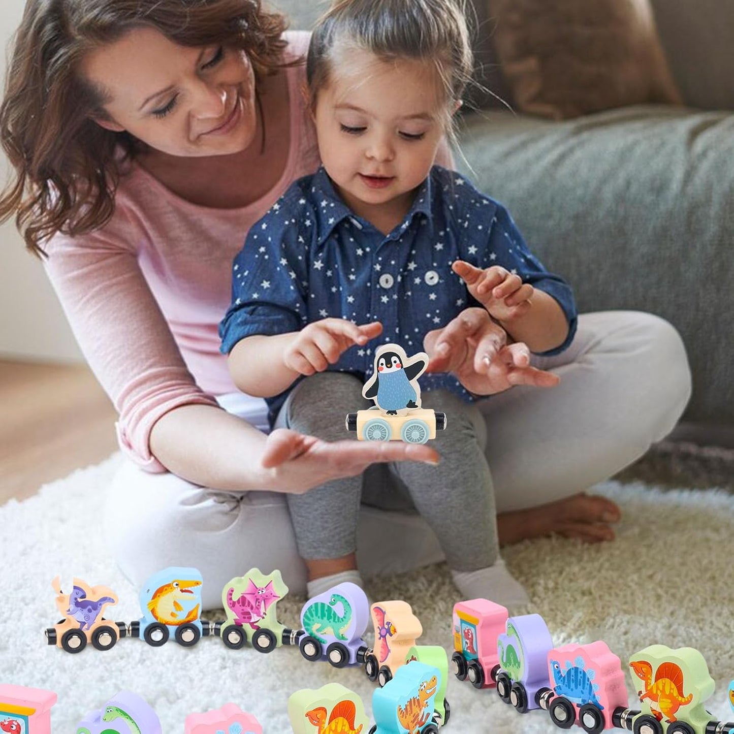 Wooden Magnetic Multicolor Characters Train