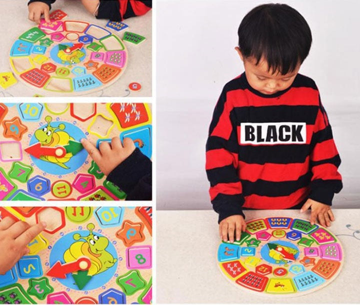 Wooden Jumbo 3D Multifunctional Clock Learning Puzzle