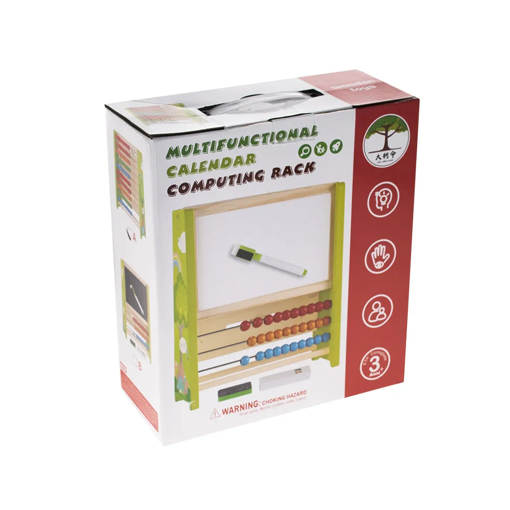 Wooden Multifunctional Calendar With Abacus & White Board