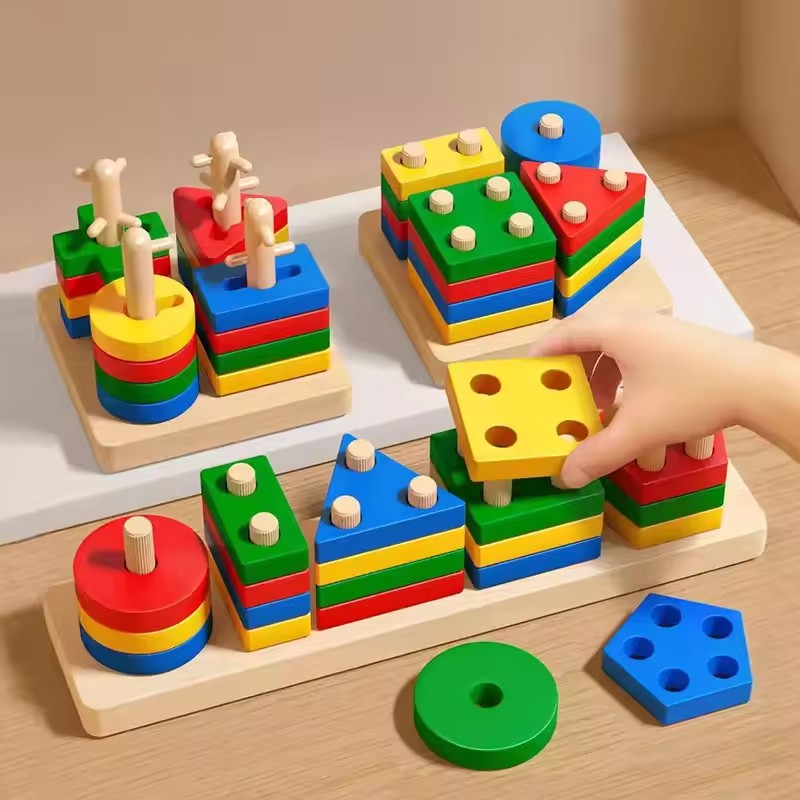 Wooden Multicolor Geometric Shapes Sorters