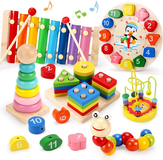 Wooden Montessori 6-in-1 Play & Learn Bundle for Growing Minds
