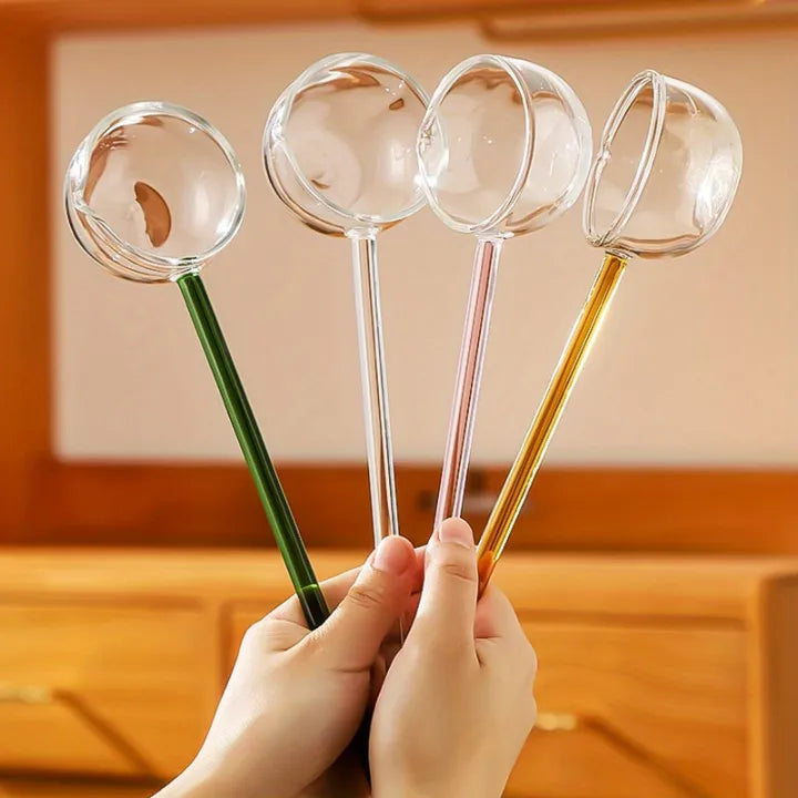 1Pcs High Borosilicate Heat-Resistant Long Handle Glass Spoon