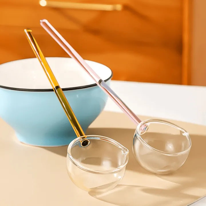 1Pcs High Borosilicate Heat-Resistant Long Handle Glass Spoon