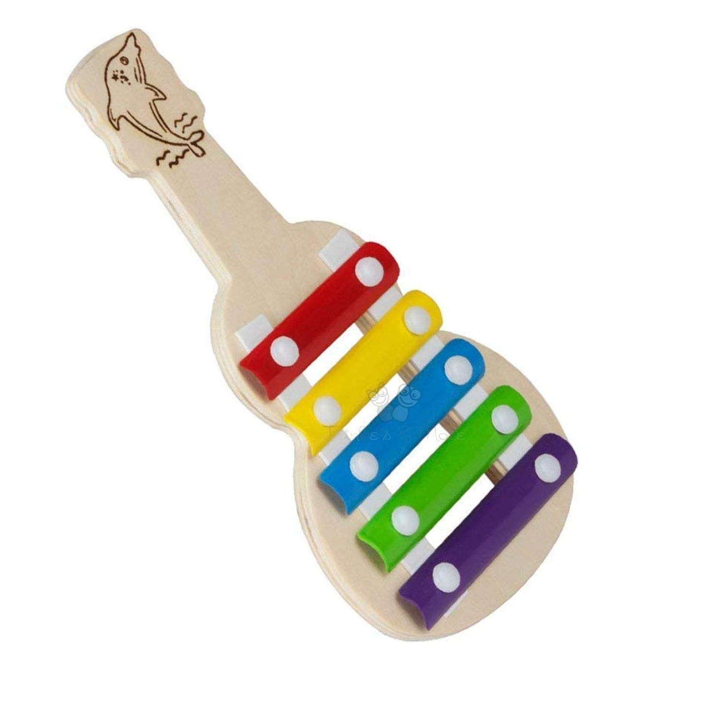 Wooden Multicolor Guitar Shaped 5 Notes Musical Xylophone