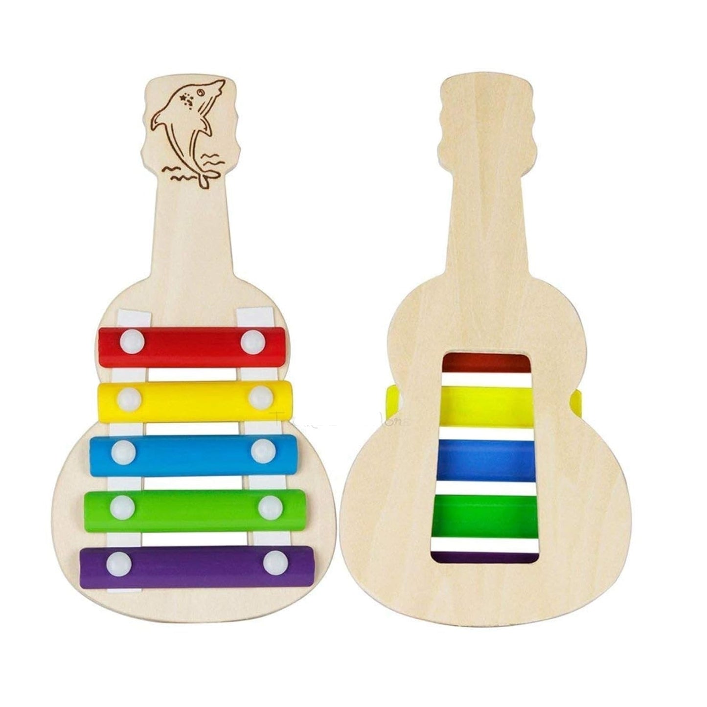 Wooden Multicolor Guitar Shaped 5 Notes Musical Xylophone