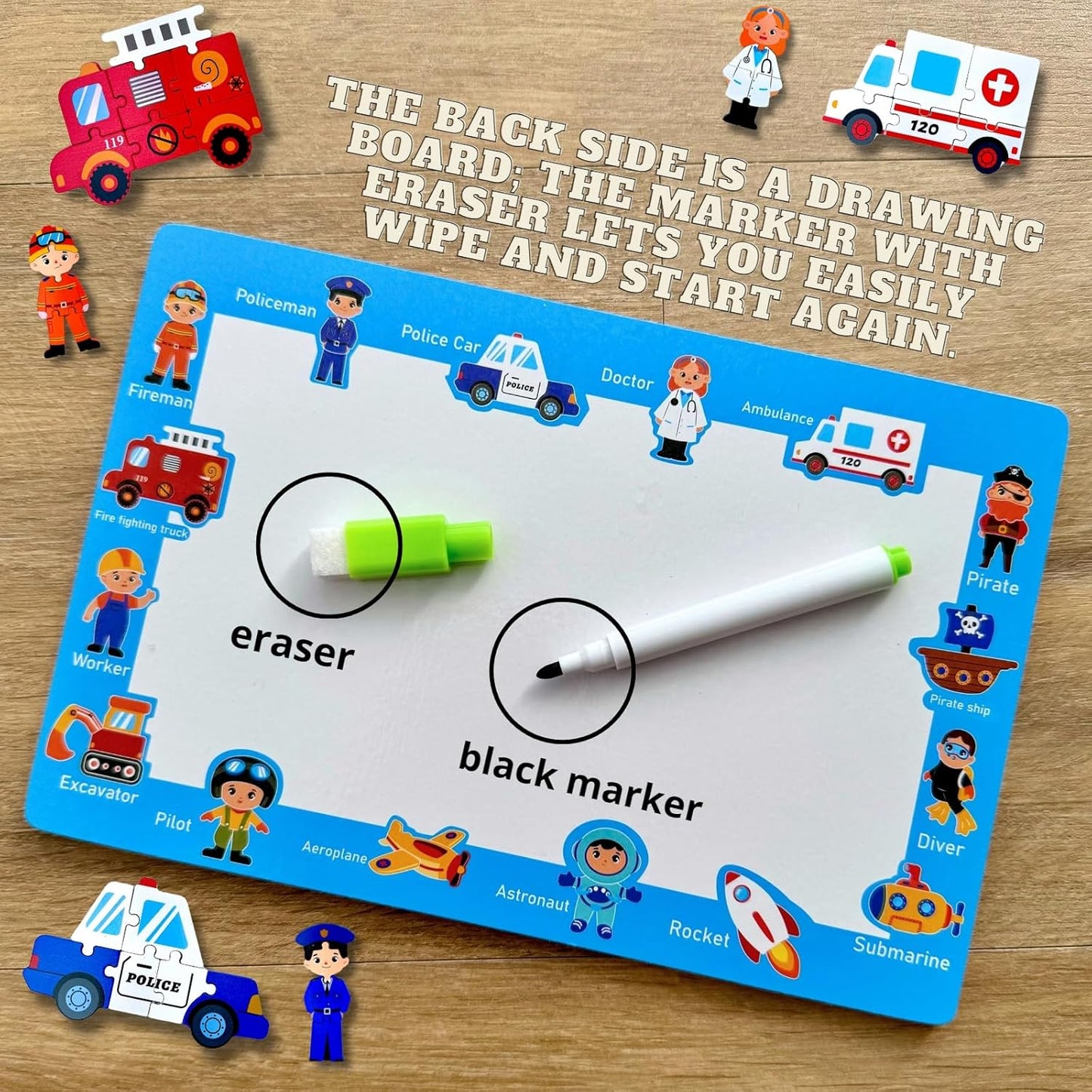 Wooden 3D Jigsaw Puzzle Board With Drawing Area