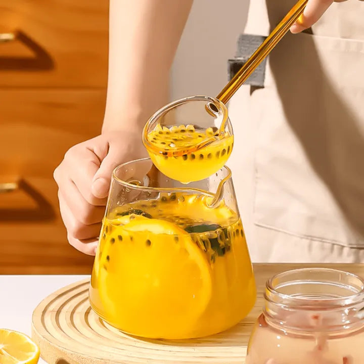 1Pcs High Borosilicate Heat-Resistant Long Handle Glass Spoon