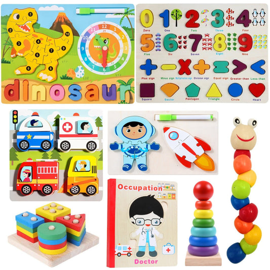 Wooden Brain Builder Puzzle Bundle – Boost Thinking, Logic & Skills