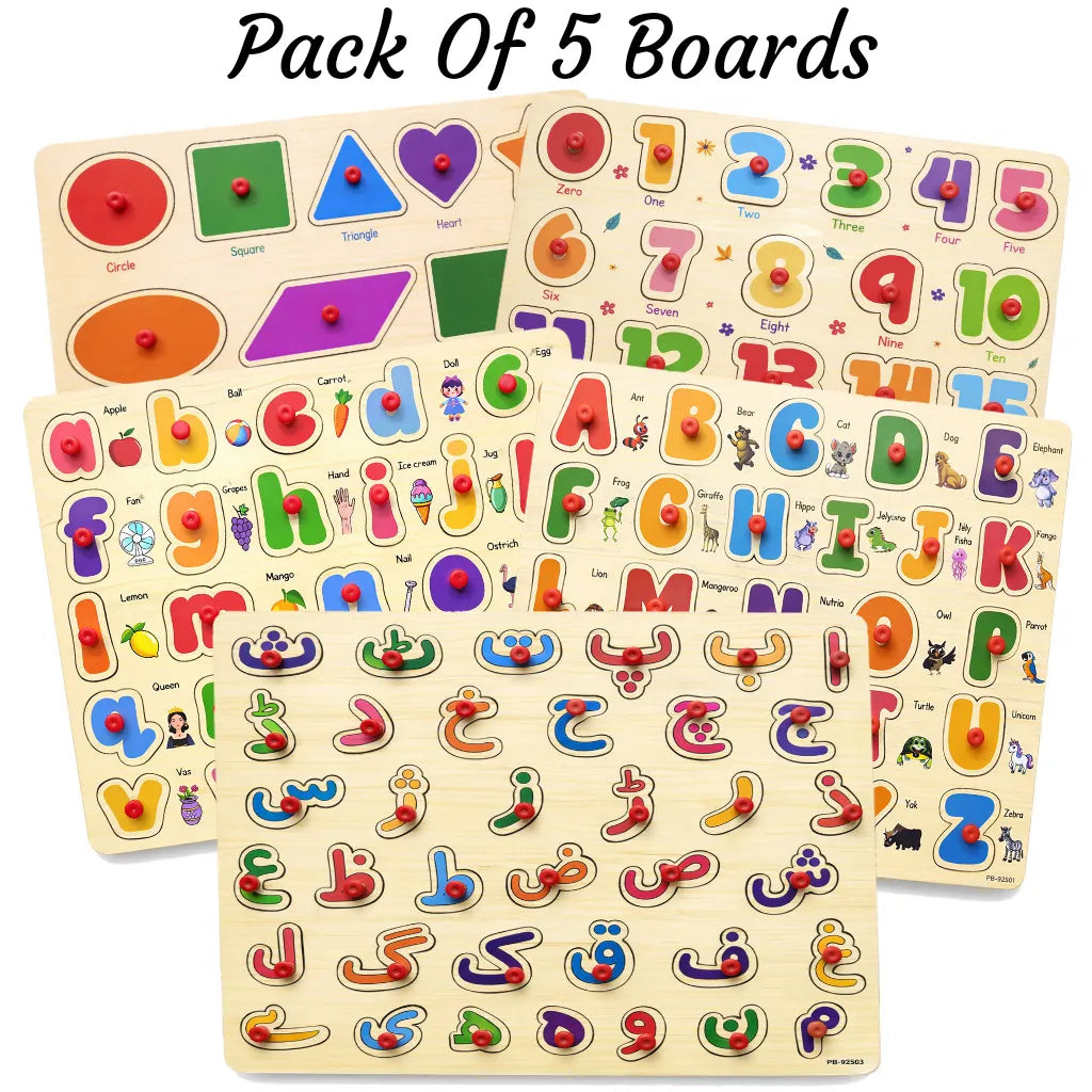 Wooden Montessori Interactive Peg Puzzle Sorting Boards