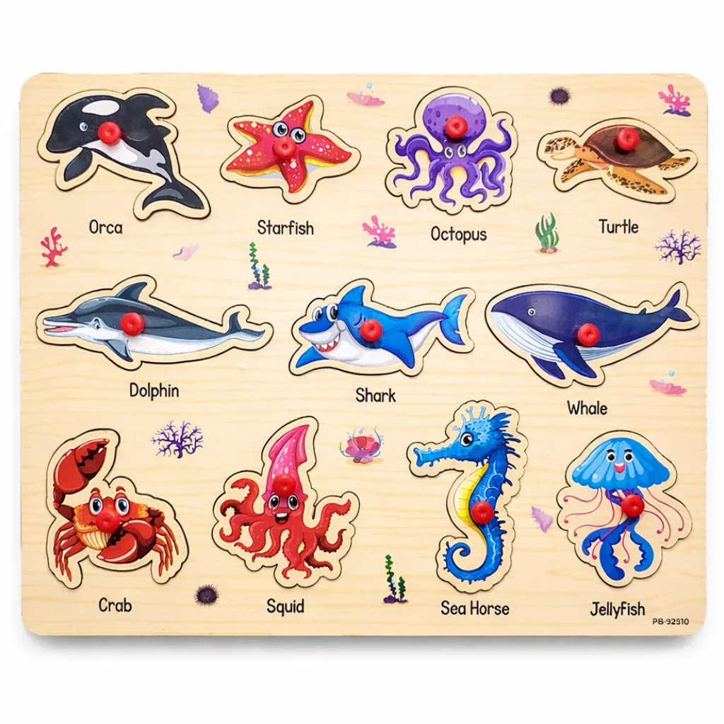 Wooden Montessori Interactive Peg Puzzle Sorting Boards