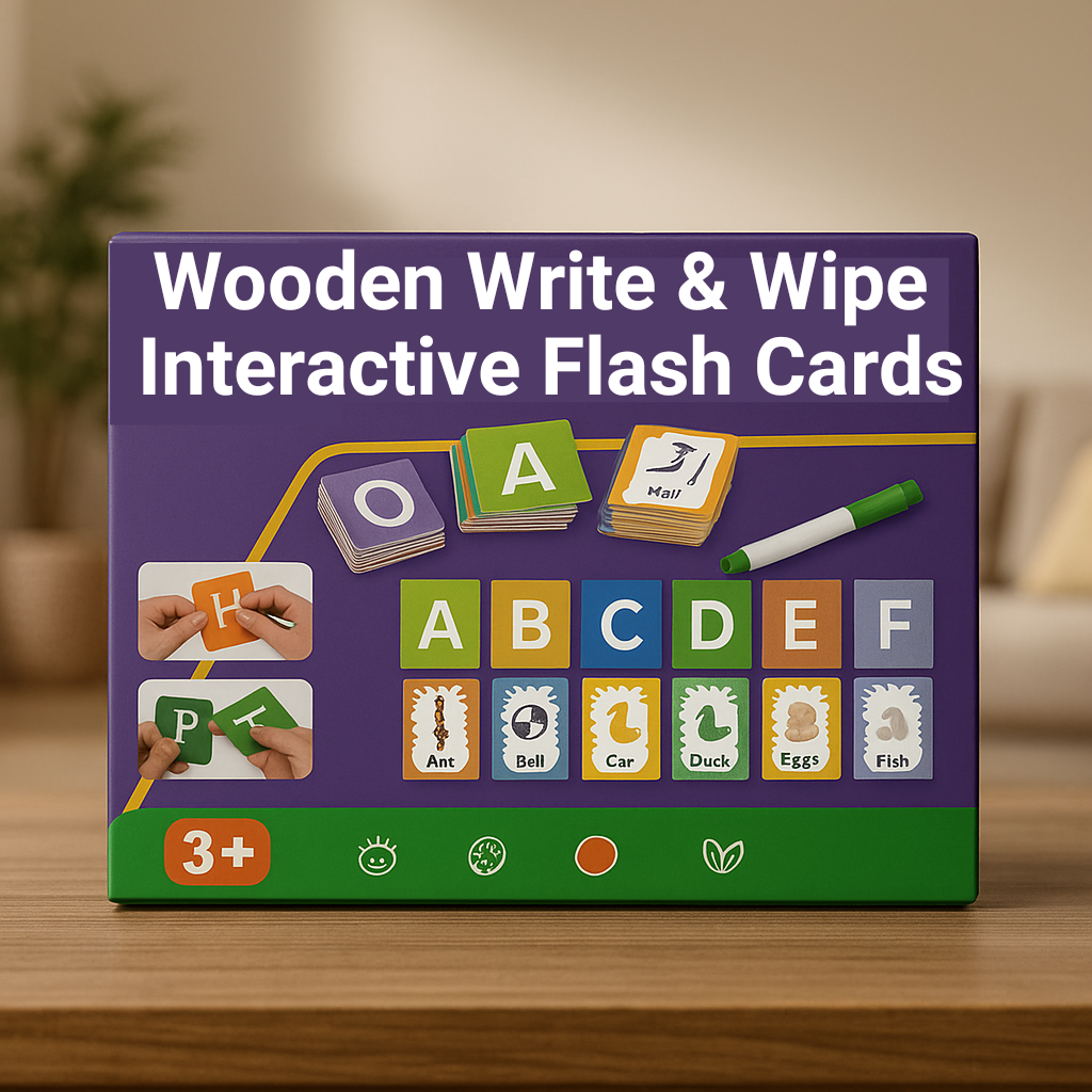 Wooden Capital Alphabets Write & Wipe Flash Cards