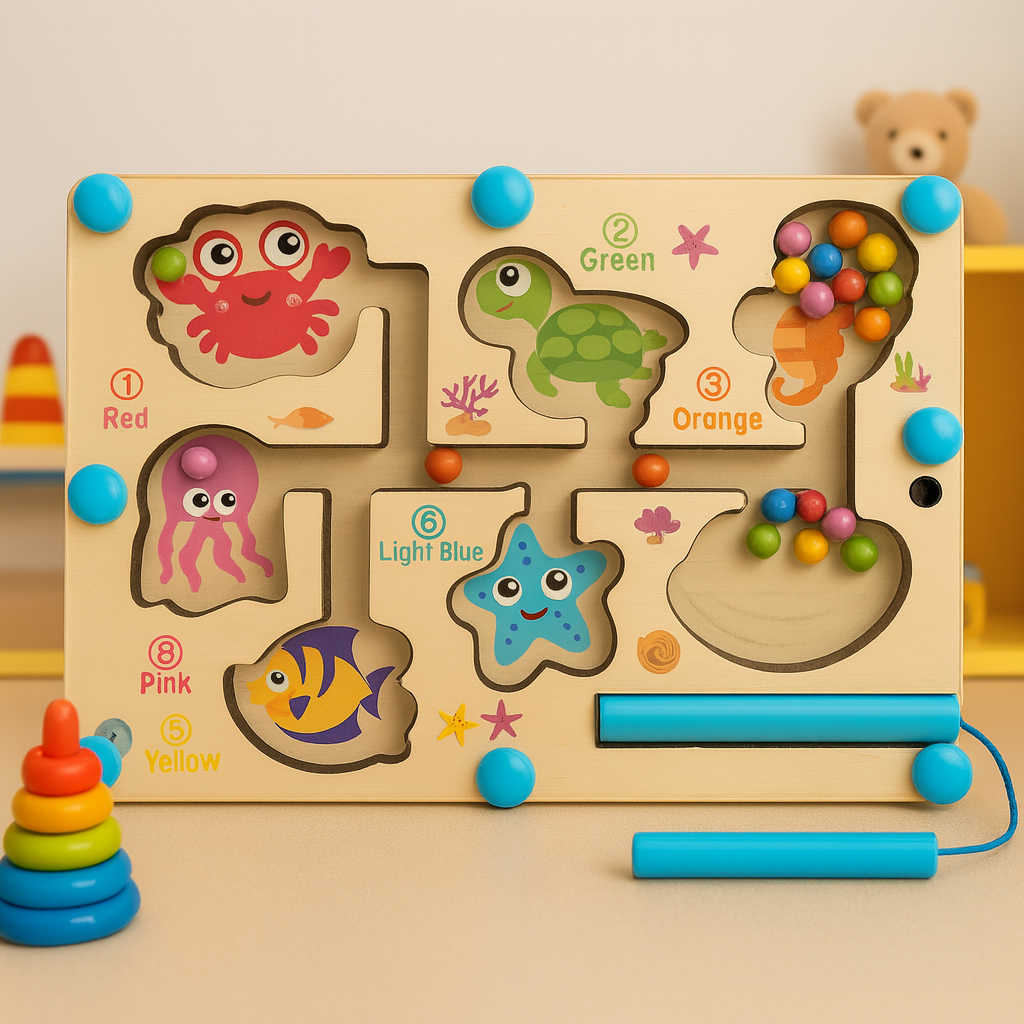 Wooden magnetic Beans Sorting Maze Board