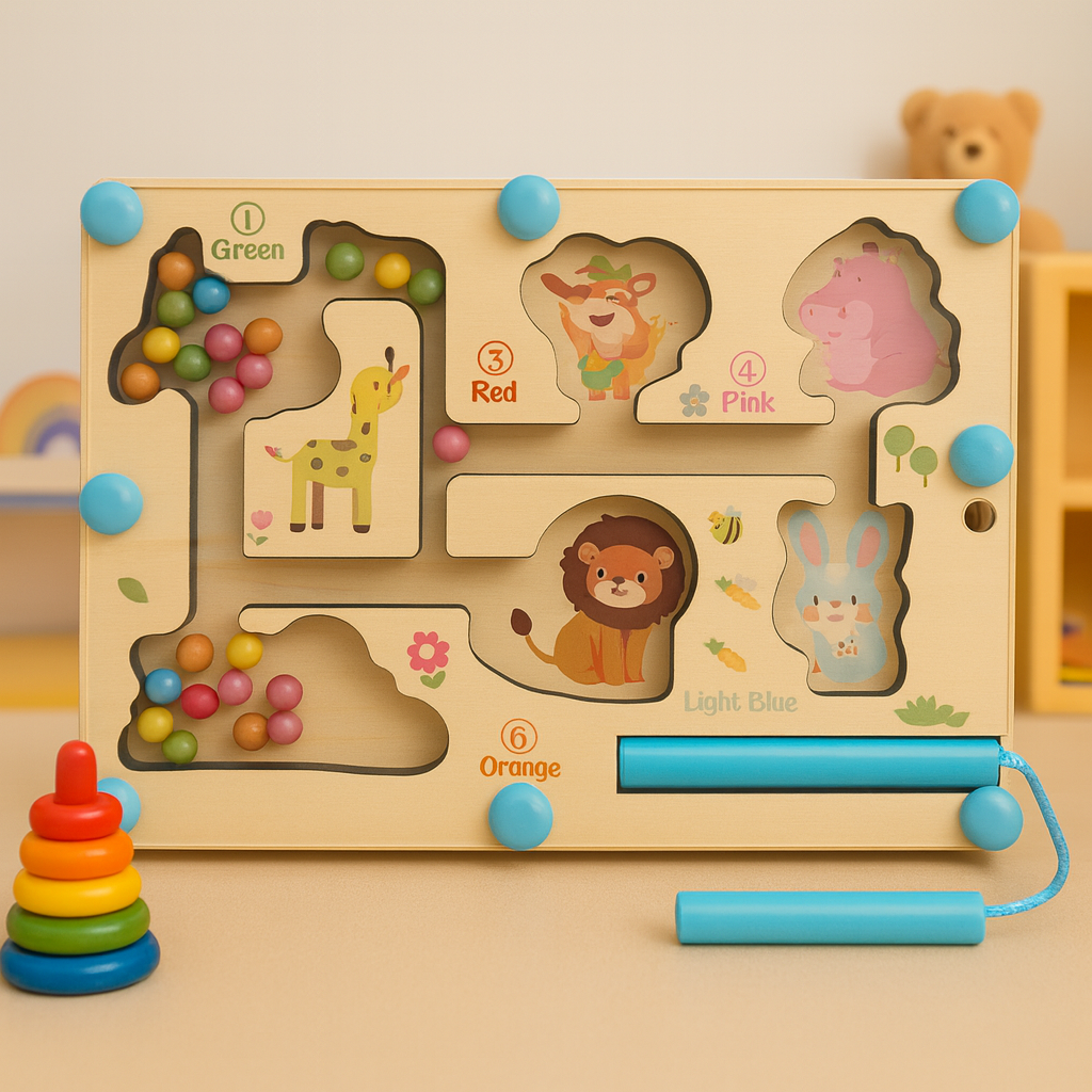 Wooden magnetic Beans Sorting Maze Board