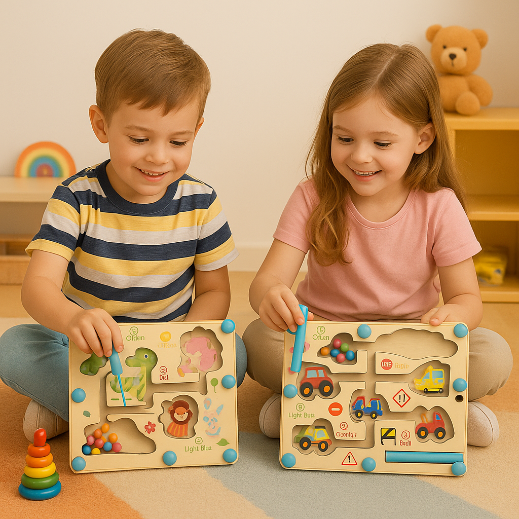 Wooden magnetic Beans Sorting Maze Board