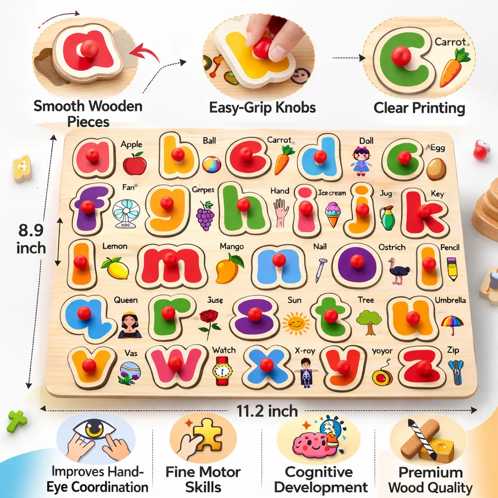 Wooden Montessori Interactive Peg Puzzle Sorting Boards