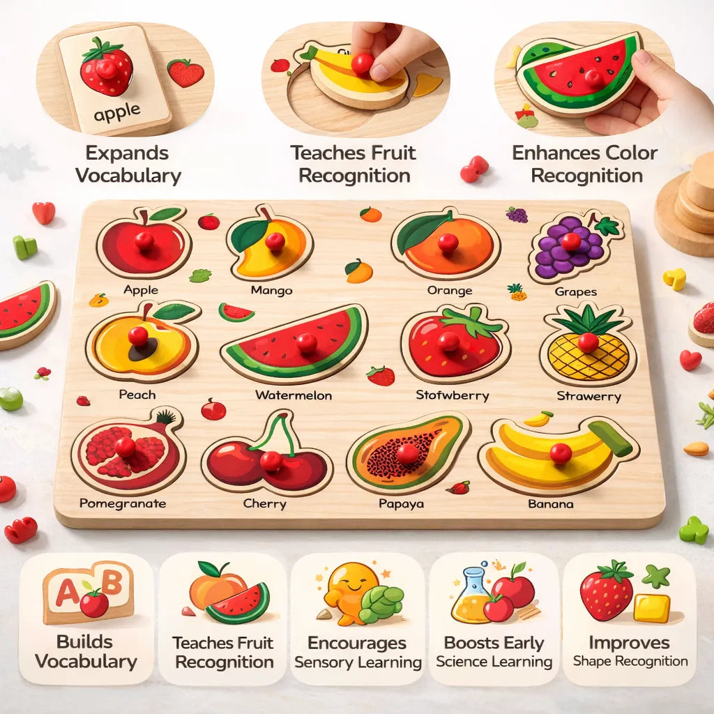 Wooden Montessori Interactive Peg Puzzle Sorting Boards