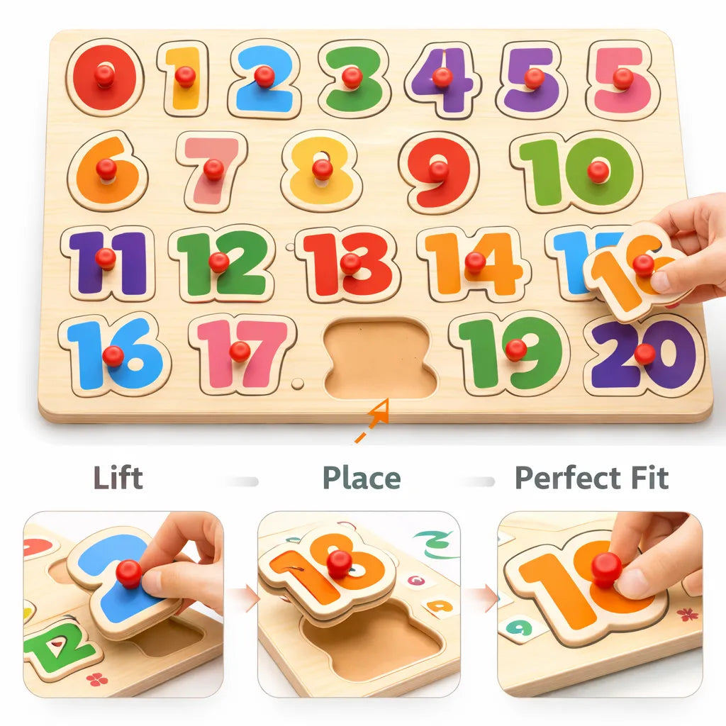 Wooden Montessori Interactive Peg Puzzle Sorting Boards