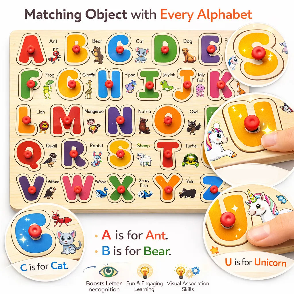 Wooden Montessori Interactive Peg Puzzle Sorting Boards