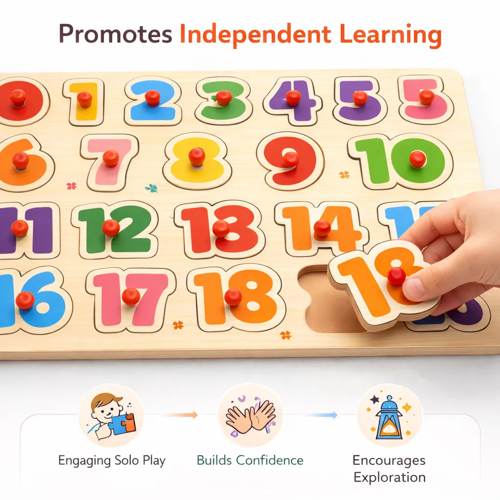 Wooden Montessori Interactive Peg Puzzle Sorting Boards