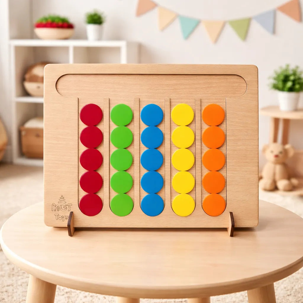 Wooden Mind Sharpening Color Sorting & Lacing Activity Set