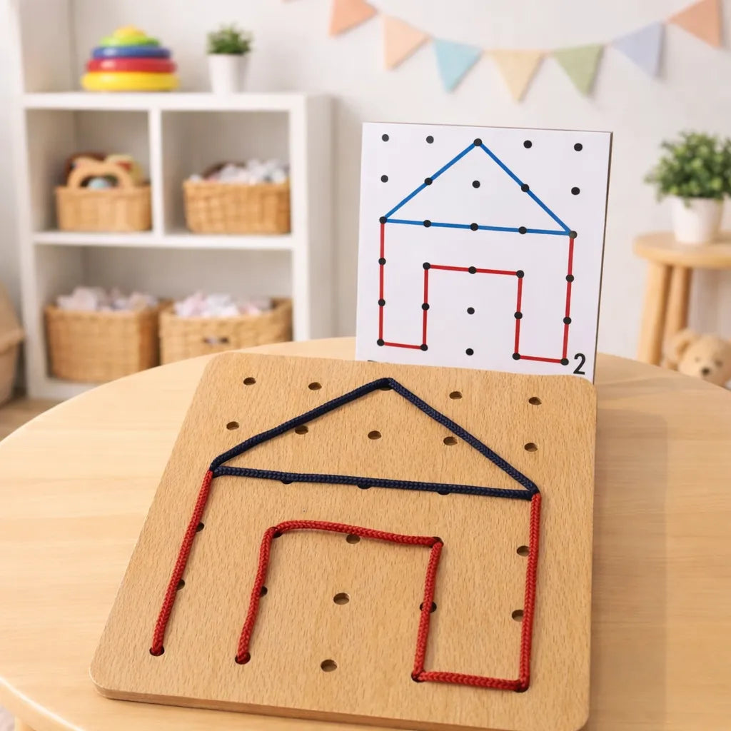 Wooden Mind Sharpening Color Sorting & Lacing Activity Set