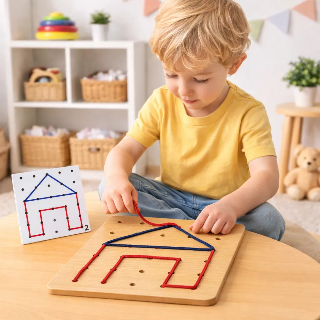 Wooden Montessori Interactive Lacing Activity