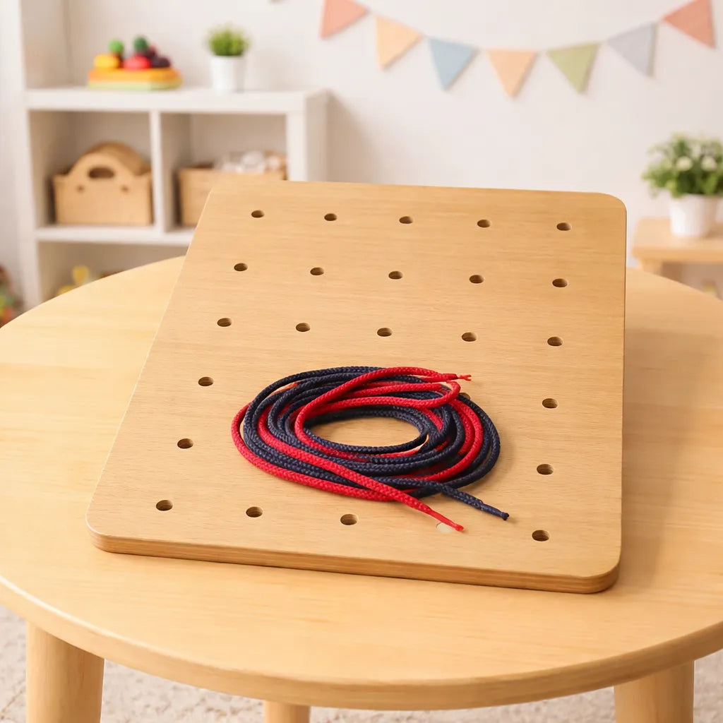 Wooden Mind Sharpening Color Sorting & Lacing Activity Set