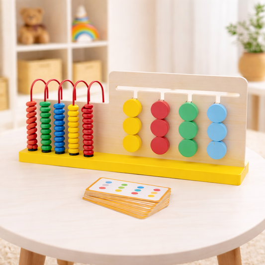 Wooden 2In1 Four Color Game With Calculation Stand Abacus