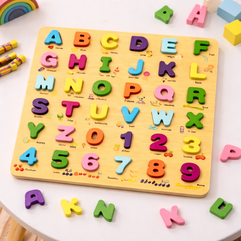 Wooden 3D Alphabets & Numbers Jumbo Sorting Board
