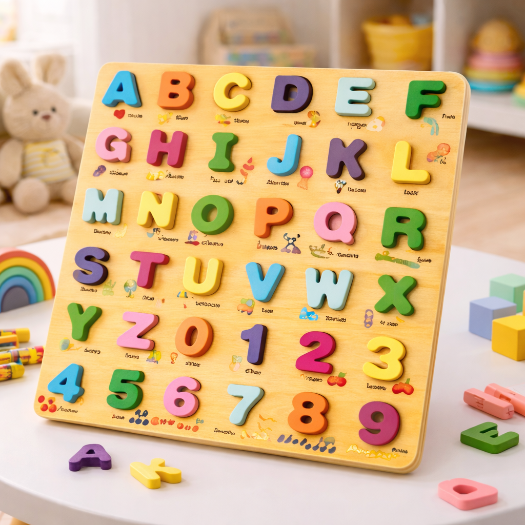 Wooden 3D Alphabets & Numbers Jumbo Sorting Board