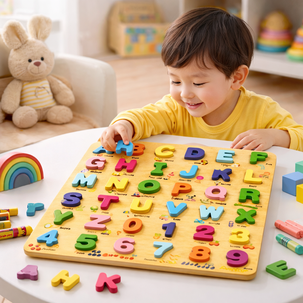 Wooden 3D Alphabets & Numbers Jumbo Sorting Board