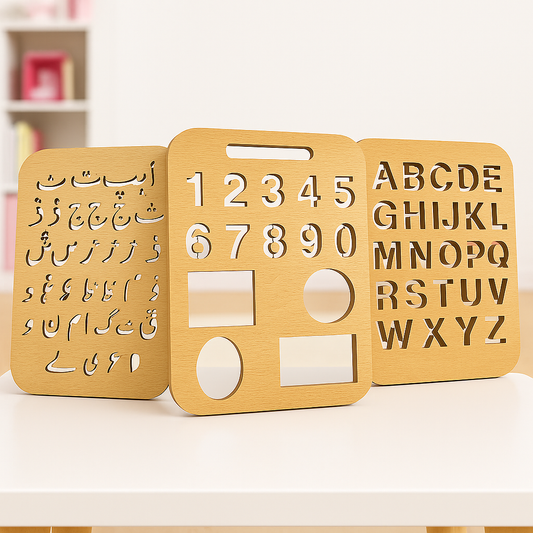 Wooden 3-in-1 Stencil Tracing Practice Set