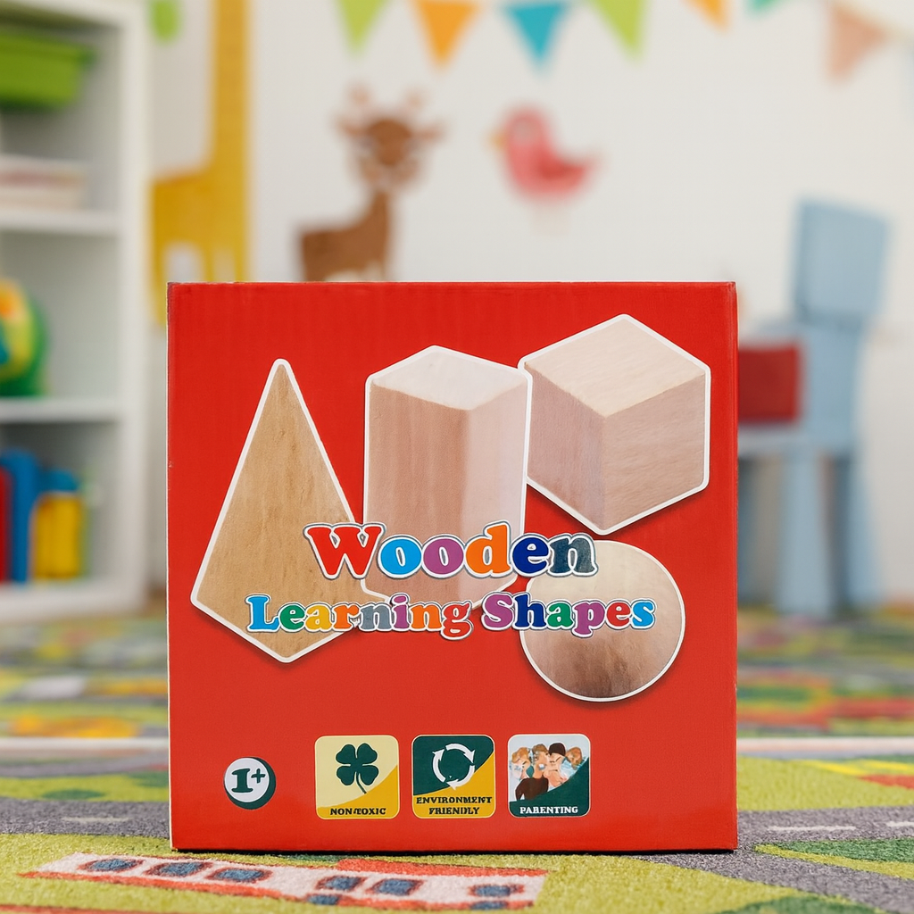 Wooden 3D Geometric Preschool Learning Shapes Solid Blocks
