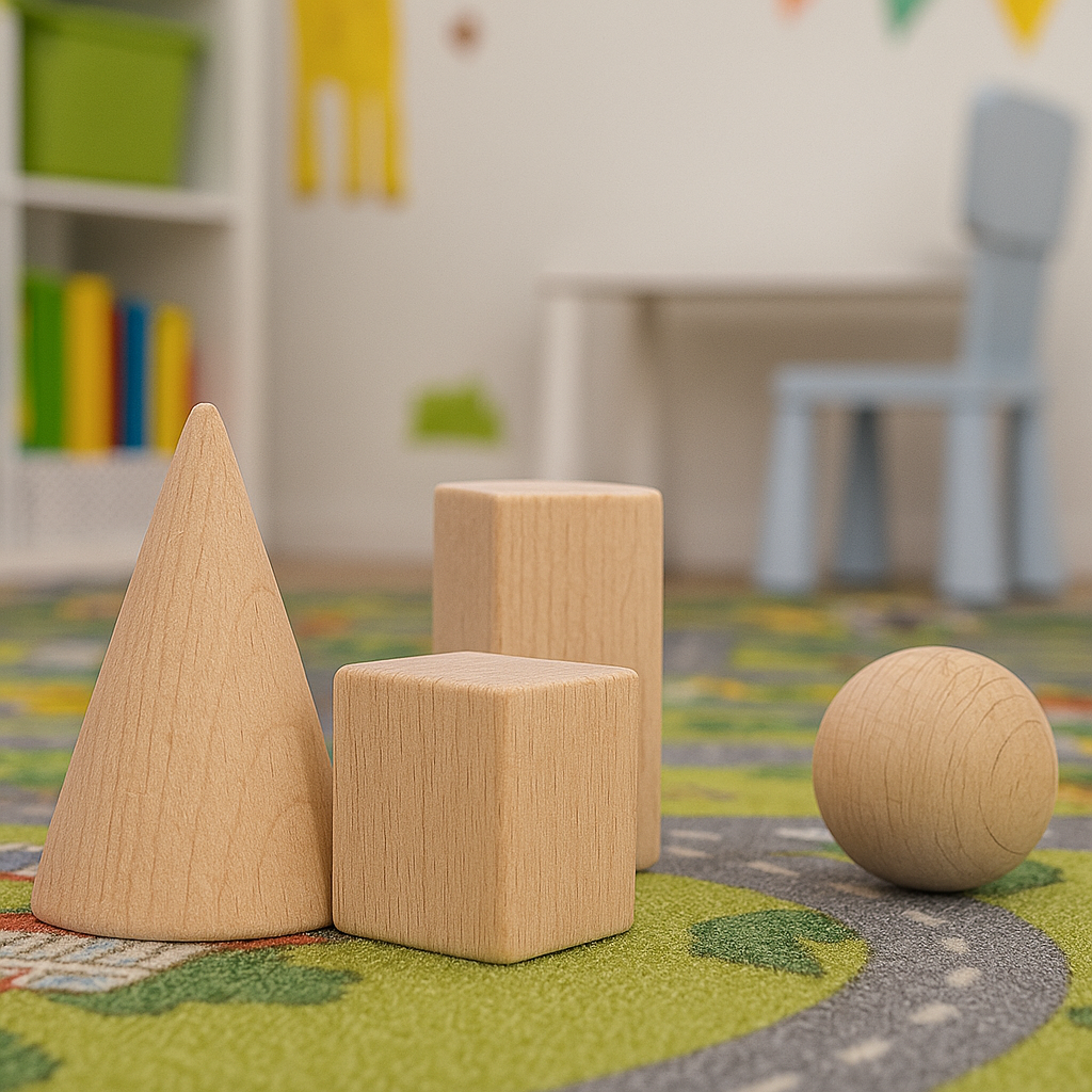 Wooden 3D Geometric Preschool Learning Shapes Solid Blocks