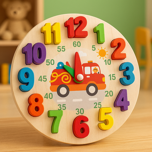 Wooden Digital Learning Clock With 3D Numbers