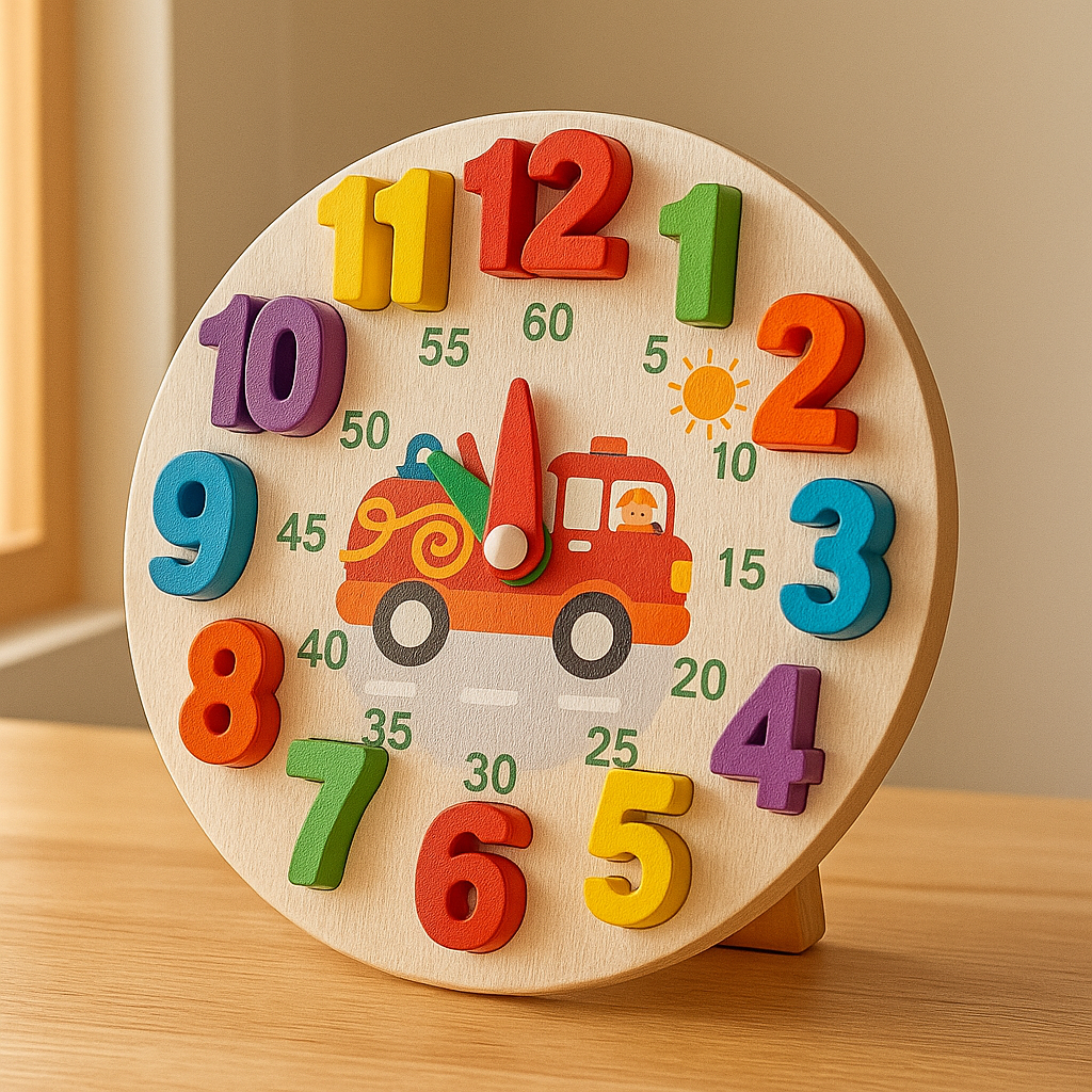 Wooden Digital Learning Clock With 3D Numbers